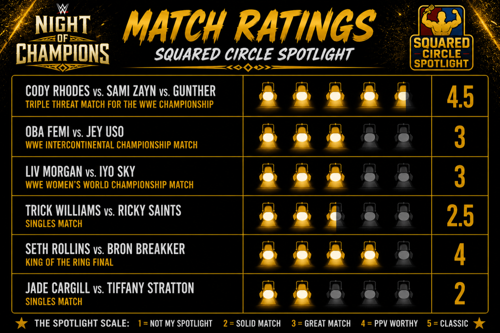 Night of Champions Match Ratings: A Strong Showing with One Instant Classic